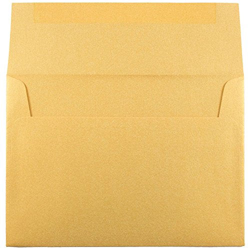 JAM PAPER A7 Metallic Invitation Envelopes - 5 1/4 x 7 1/4 - Gold Stardream - Bulk 250/Box