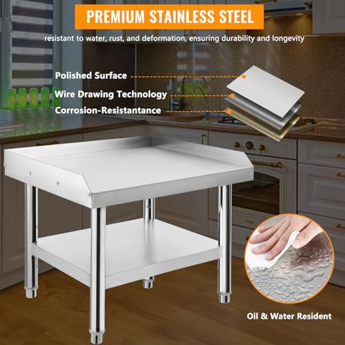 Festisoul Stainless Steel Work Table, Metal Table Kitchen Prep Surface, Equipment Grill Stand, 24 x 28 x 24 inch Metal Kitchen Prep Table with Adjustable Storage Undershelf, Utility Table, 1000LBS