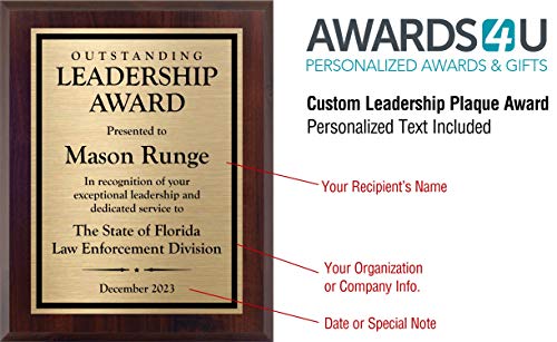 Customized Leadership Award- Plaque for Boss or Leader - Personalized - Customize Now! (6x8)
