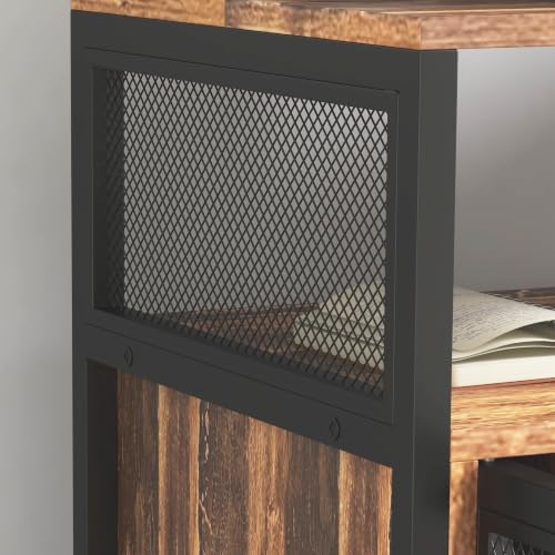 Vinsetto Printer Stand Table with Socket USB Charging Ports, Rustic Brown