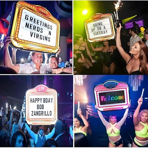 Club Sign for Bottle Service - LED Night Club Wine Bottle Presenter, Color Display Lights with 2 Sets Letters & 1 Numbers Kit, Hand Holding Luminous LED Sign for Bar, Wedding, Parties