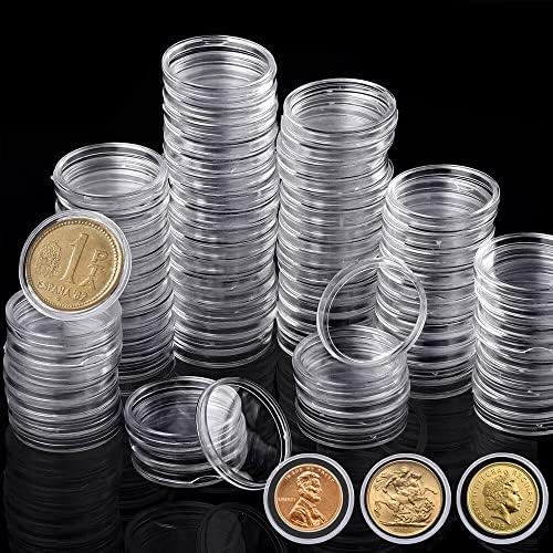 900PCS 19mm Round Coin Case Capsules Clear Plastic Container Holder Storage Box