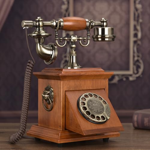 QUANGJN Retro Rotary Phones for Landline, Corded Desk Phone, Vintage Old Fashion Rotary Telephone with Classic Ringer & Redial Function for Home Office Cafe Bar Star Hotel Decor,Yellow