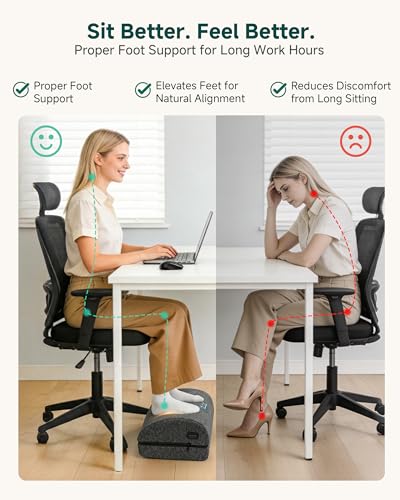 Snailax Heated Foot Rest Under Desk at Work, Ergonomic Vibration Foot Stool