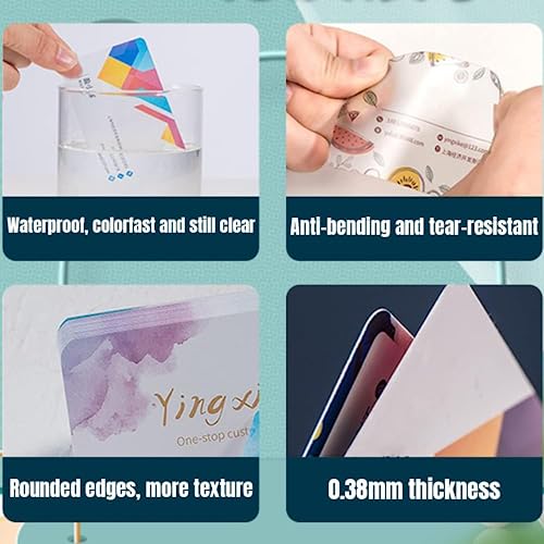 1000Pcs Custom Business Cards PVC Waterproof Add Photo/Text/Logo Print Your Own Business Cards Personalized Double-sided Printed Glossy Matte Frosted 0.38mm Thickness