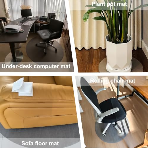 CWAQWC Round Rolling Chair Mat for Hard Floors, Computer Under-Desk Mats