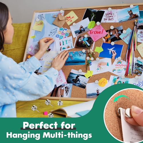 GOOLADA 80 Sets Magnet Push Pins, Magnetic Push Pins Backs, Push Pin Maps, Chinches para Pared, Decorative Stick Pins, Magnetic Thumb Tacks for Wall, Hang Board, Cork Board Accessories