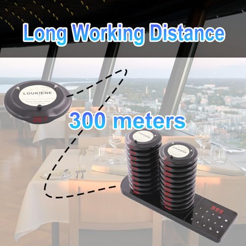 LOUKIENE Restaurant Paging System Wireless Calling System 20 Coaster Pagers