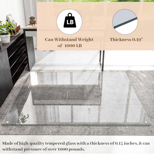 [Tempered Glass] 46" x 55" Glass Office Chair Mat for Carpet