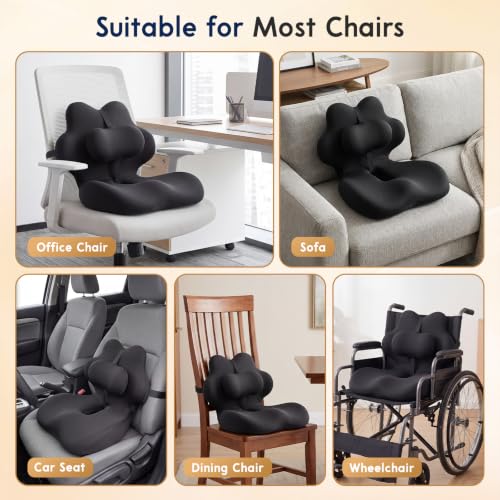 Office Chair Cushion Car Seat Cushion with Adjustable Lumbar Support Pillow