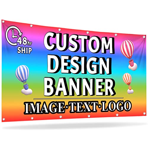 Custom Banners and Signs Customize Banner Outdoor with Photo Image Text Personalized Banner for Business Birthday Graduation Parties Indoor 12'x4'