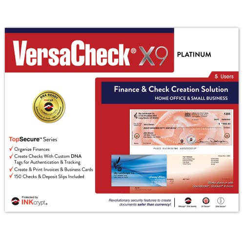 VersaCheck HP OfficeJet Pro 8210 MXE MICR Check Printer and VersaCheck X9 Platinum 5-User Check Printing Software Bundle, MICR Black & Color