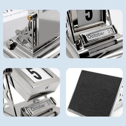 Flip Retro Metal Perpetual Calendar, Rotating Metal Desk Calendar,with Date Change,for Creative Decoration In Homes and Office