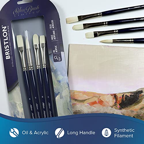 Silver Brush Limited Bristlon Versatile Variety Oil Paintbrush Set, 4pc