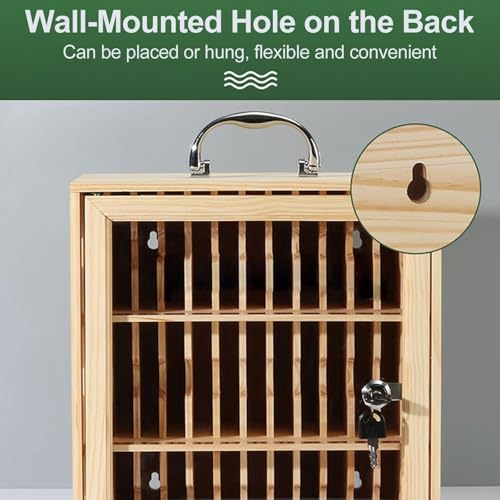 WLYMQFC 24/36/48/60 Slots Cell Phone Storage Box, Wood Cell Phone Lockers Storage Cell Phone Locker Box with Lock Pocket Chart for Phones Locking Cell Phone Cabinet for Classroom Offices School Employ
