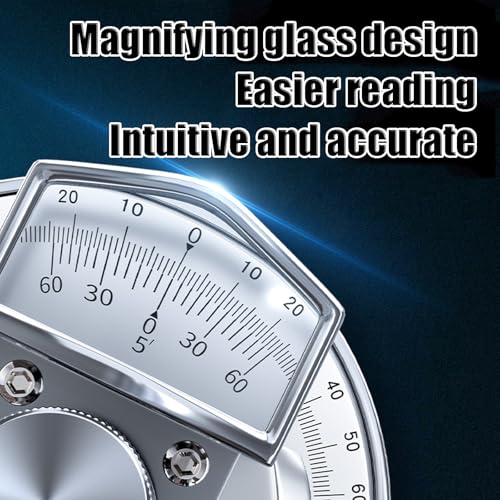 Xoiasth 360° Universal Bevel Protractor Angle Finder, Stainless Steel, 5' Resolution, with Magnifying Glass, 3 Detachable Rulers, for Internal and External Angle Measurement