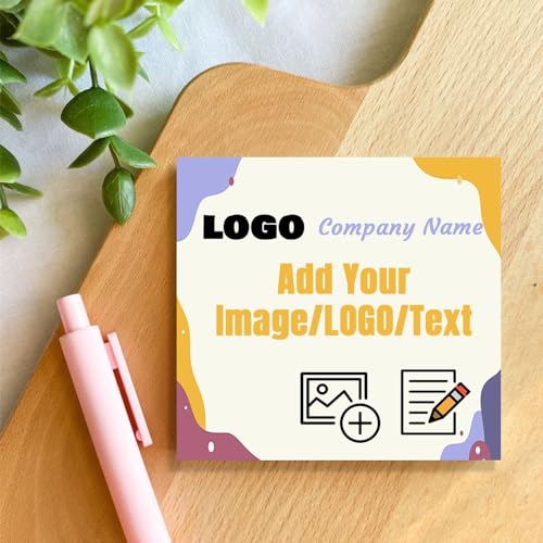 Personalized Sticky Notes - Add Your Own Image, Text, or Logo Custom Self-Stick Pads - 50 Sheets Per Pack - for Office, School, Business Marketing, or Party Supplies - 3" x 3" - 50 Pack