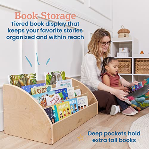 ECR4Kids 4-Shelf Toddler Book Display, Wooden Bookshelf, 30in W, Natural