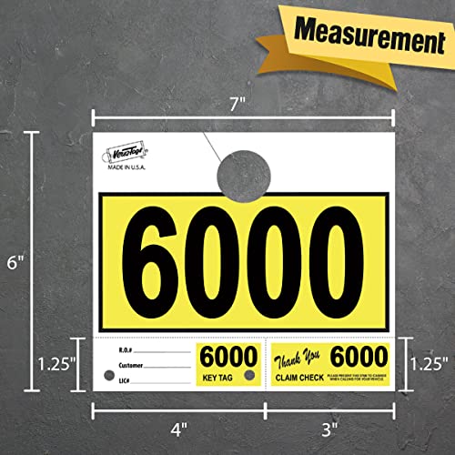 Versa-Tags Yellow 3-Part Dispatch Hang Tags, 3000 Count, 5000-7999