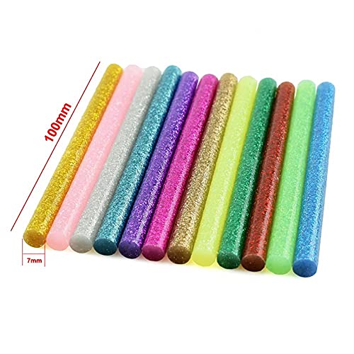 ZTBH Hot Melt Glue Sticks 120 Pcs Multi Colored Hot Glue Gun Sticks, 12 Colors Hot Gun Sticks, for Art Craft General Melt Glue Stick (Diameter : 7mm, Length : 100mm)