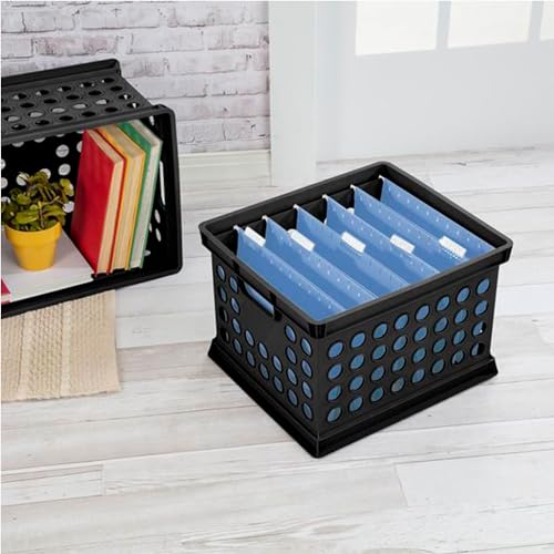 Sterilite Storage Crate Bin File Organizer for Home & Office,Black, 12-Pack
