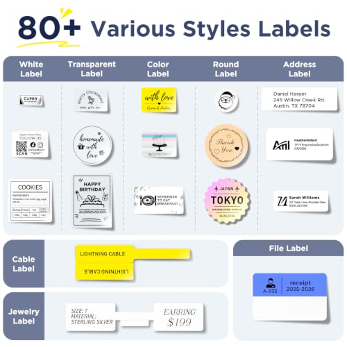 SUPVAN T50M Series Genuine Label Tape, 1-1/2" x 1-1/8", 20 Rolls, White