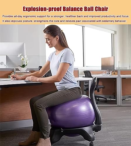 Acivirdde Yoga Balance Ball Chair with Back Support, Designed to Correct Posture and Relieve Back Pain, Suitable for Teachers, Students, and Office