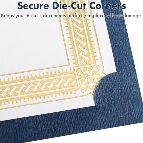 PaperDirect Above and Beyond Certificate Jackets, 9 Inches x 12 Inches Folded, Blue with Gold Foil, Certificate Cover for School, Work, Diplomas, Graduation & Awards, Certificate Holder, 50 Count