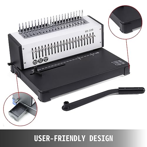 A4 Manual Coil Binding Machine Metal Paper Binder 21/34 Holes 120/400 Sheets for Binding and Punching Books Documents Durability, Efficience(34 Holes 120 Sheets)
