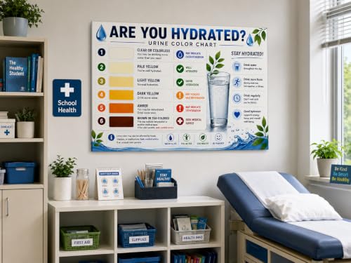 Urine Color Hydration Chart Poster Educational Health Wall Art Clinic Decor (Framed,Wrapped Canvas,28" L x 40" W)