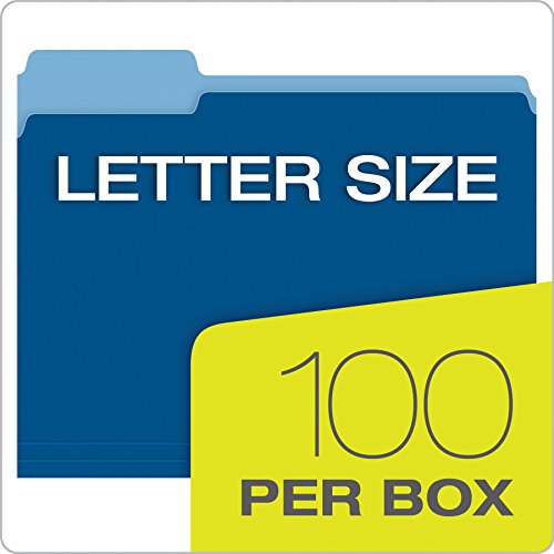 Pendaflex Colored File Folders, 100 Pack, Letter Size (8.5" x 11"), Durable Dark Blue Folders, 3 Tabs for Easy Labeling, Colorful School, Office & Home Document Organization