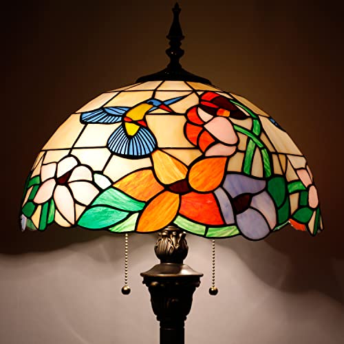 WERFACTORY Tiffany Floor Lamp 64 Inch Stained Glass Standing Reading Light