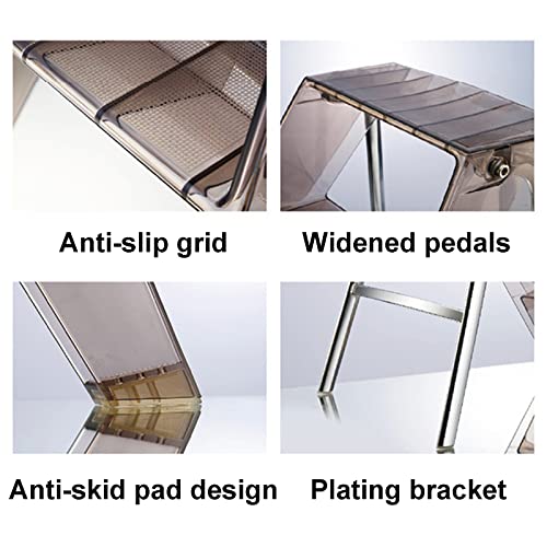 LWJQRSP 3 Step Ladder Folding Step Stool for Adults, Portable Acrylic Stool with Ladder, Adult Step Stools Foldable Stool for Home Office