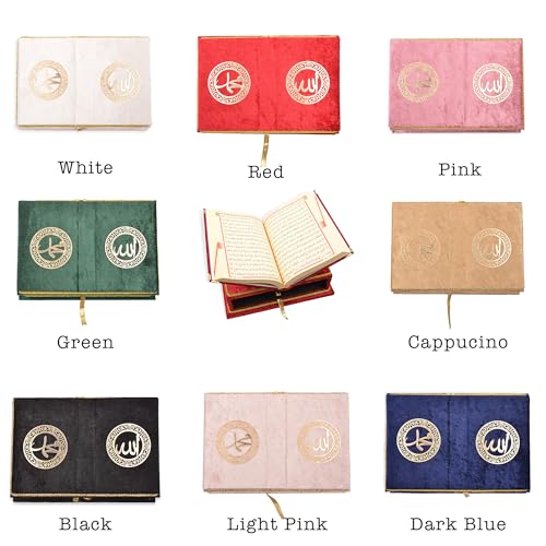 Quran Book with Wooden Rahle Stand – Green Hardcover Islamic Gift Set for Eid, Ramadan, Muslim Men & Women