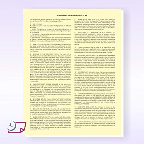 NextDayLabels - Used Vehicle Automotive Bill of Sale Purchase Agreement (2 Part)