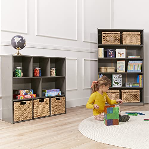 ECR4Kids Streamline 8-Compartment Storage Cabinet, 36in High, Grey Wash