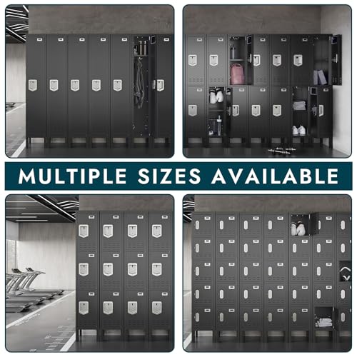 BUTISOW Metal Lockers - 66" Height Steel Lockers for Employees with 5 Door Storage Locker with Card Slot for Employees Gym School Home Office Garage - Assembly Required