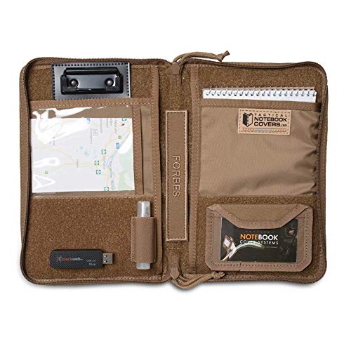 TACTICAL NOTEBOOK COVERS Military Notebook Cover System | Fits A5 Notebooks & Day Planners 5.5” x 8.5” | Zippered Case for Durable Field Use (Coyote Brown)