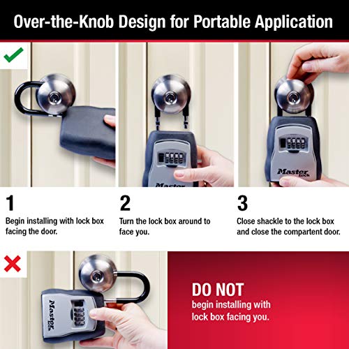 Master Lock Key Lock Box with Code, Outdoor Lock Box for Realtors, Property Managers and Landlords, Ideal for Short-Term Rentals, Key Safe Holds 5 Keys, 4 Pack, 5400EC4