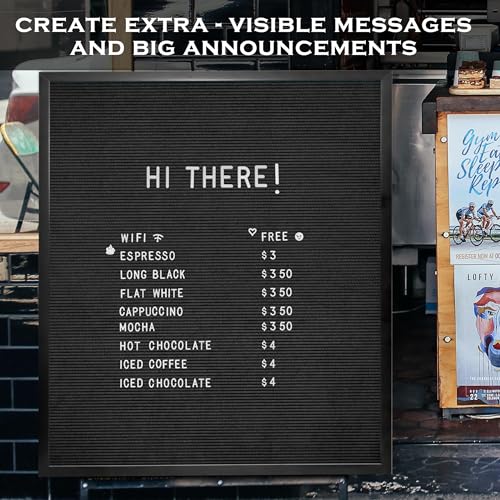 Black Felt Menu Board Black Frame 32x40 Inch, Large Message Board