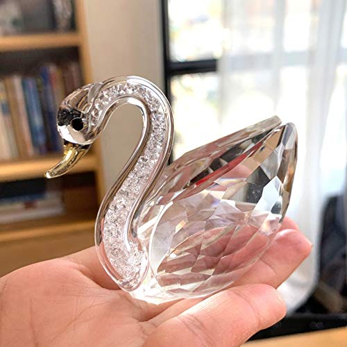 Crystal Glass Statue Collection Diamond Swan Animal Paperweight Table Decoration Decoration Wedding Decoration Gift (Color : A)