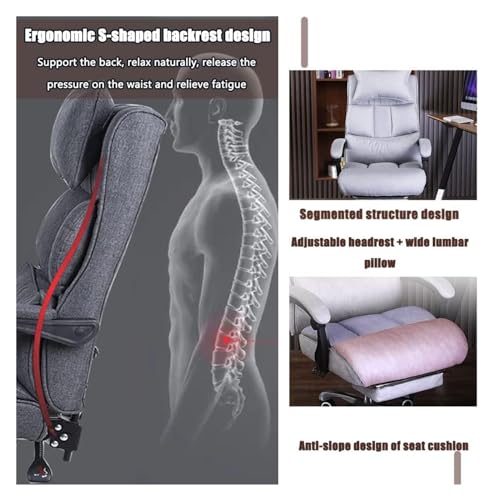 Chair Swivel Chair Executive Chair Footrest Ergonomics Science Division Managerial Chairs, Breathable Cotton Linen Tilt Adjustment Task Chair, Bearing 85Kg/187.4Lbs
