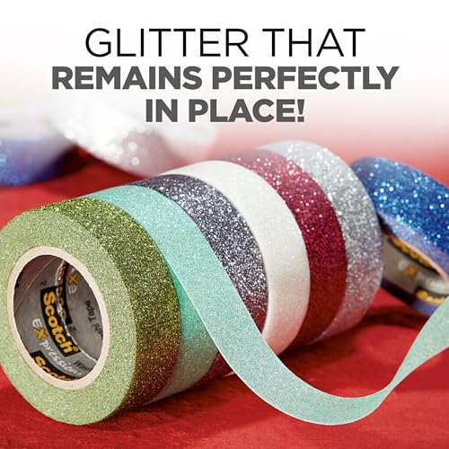 Scotch Expressions Glitter Washi Tape, .59 in x 196 in, Dark Green Glitter