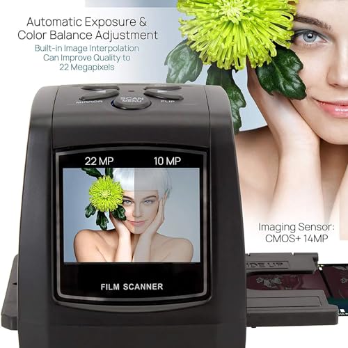Mini Negative Scanner 35mm/135mm 2.4-inch Slide Converter LCD Screen, Automatic Exposure &Color Balance Adjustment,Photo Digital Image Viewer Built-in Editing Software
