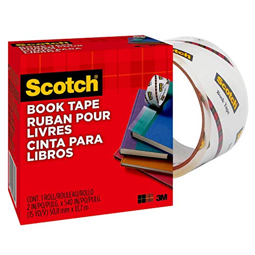 3M Scotch Transparent Book Tape, Thick, 2.0 inches x 53.7 Yards (50.8 mm x 13.7 m), 845 50