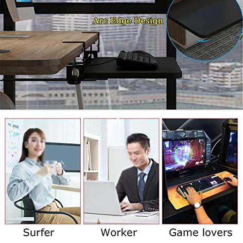 Keyboard Tray Under Desk Keyboard Tray Clamp On - Under Desk Sliding Drawer Platform For Keyboard And Mouse Storage Shelves,Pull-Out Tray 52/65/75X25Cm,Ergonomic,Easy Assembly.Walnut-65*25Cm(26*10Inc