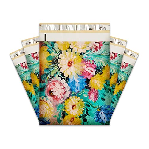 JSEIAJB 50Pcs Flower Envelope Mailing Bags Color Pattern Plastic Courier Bags Waterproof Self Adhesive Seal Pouch Shipping Bags