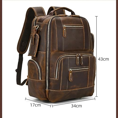 AODFDSJH Leather Backpack for MenLaptop Bag Large Hiking Daypack Business Travel Rucksack