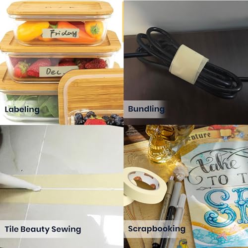 TAPEBEAR General Purpose Masking Tape Beige White 0.7" x 60Yards x 60Rolls
