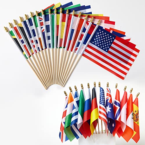ZXvZYT 200 Countries Stick Flags Small Mini World National Country Hand Held Flag Banners,For World Cup Sports Events Grand Opening Party Festival Decorations